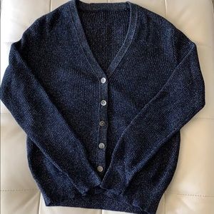 JCrew ribbed blue metallic cardigan sz small